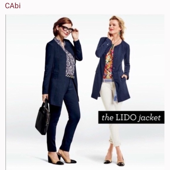 CAbi STYLE #5093 LIDO JACKET NAVY BLUE RAYON - Picture 2 of 13